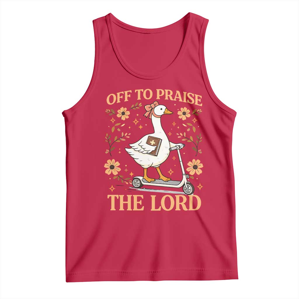 Funny Goose Christian Tank Top Off To Praise The Lord Bible Verse Trendy Church TS10 Red Print Your Wear
