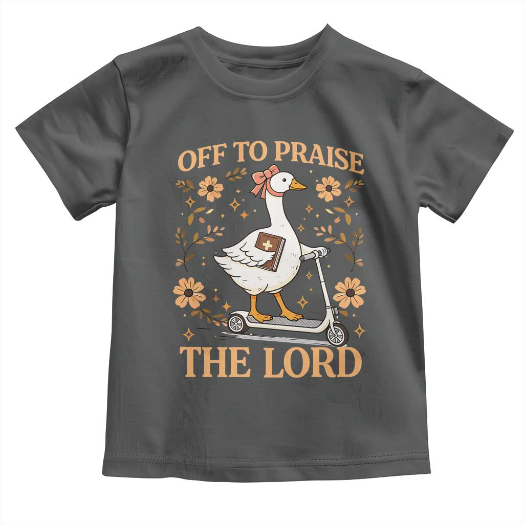 Funny Goose Christian Toddler T Shirt Off To Praise The Lord Bible Verse Trendy Church TS10 Dark Heather Print Your Wear