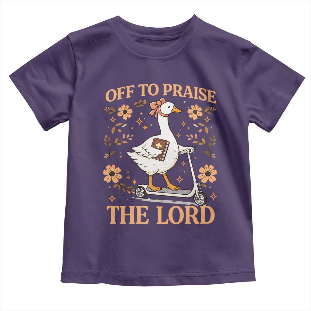 Funny Goose Christian Toddler T Shirt Off To Praise The Lord Bible Verse Trendy Church TS10 Purple Print Your Wear