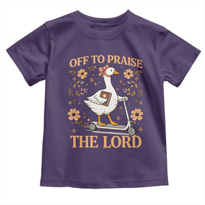 Funny Goose Christian Toddler T Shirt Off To Praise The Lord Bible Verse Trendy Church TS10 Purple Print Your Wear