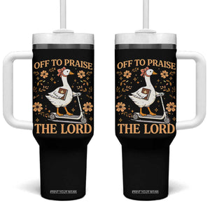 Funny Goose Christian Tumbler With Handle Off To Praise The Lord Bible Verse Trendy Church TS10 One Size: 40 oz Black Print Your Wear