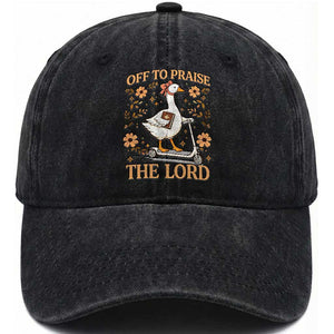 Funny Goose Christian Washed Cotton Baseball Cap Off To Praise The Lord Bible Verse Trendy Church TS10 Print Your Wear