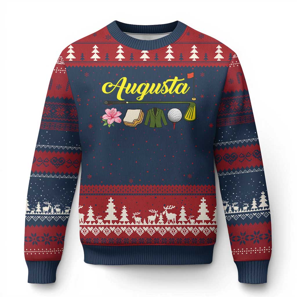 Augusta Georgia Golf Traditions Vintage Ugly Christmas Sweater Pimento Cheese Southern Golfing Fan TS10 Navy Red Print Your Wear