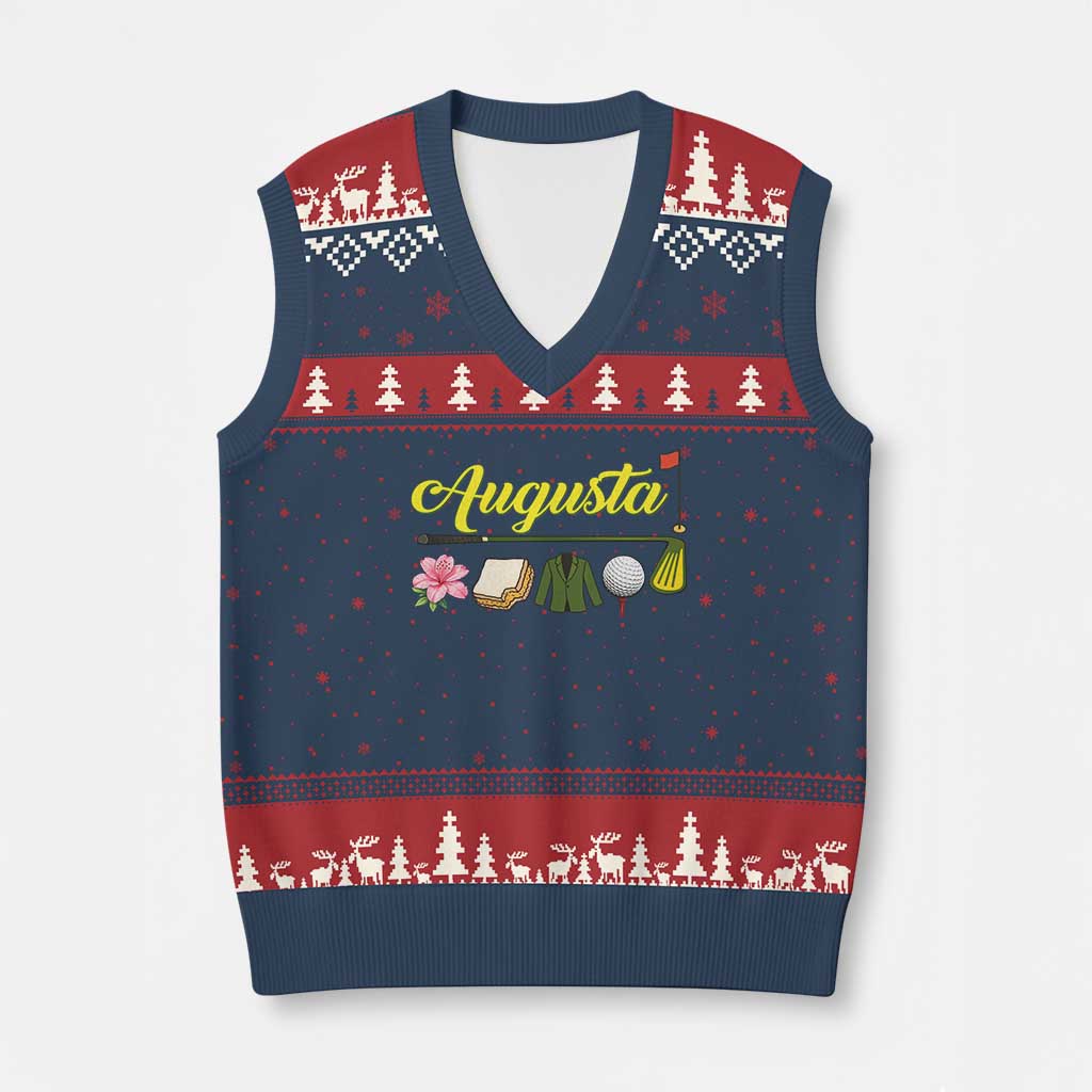 Augusta Georgia Golf Traditions Vintage V-Neck Knit Sweater Vest Pimento Cheese Southern Golfing Fan TS10 Navy Red Print Your Wear