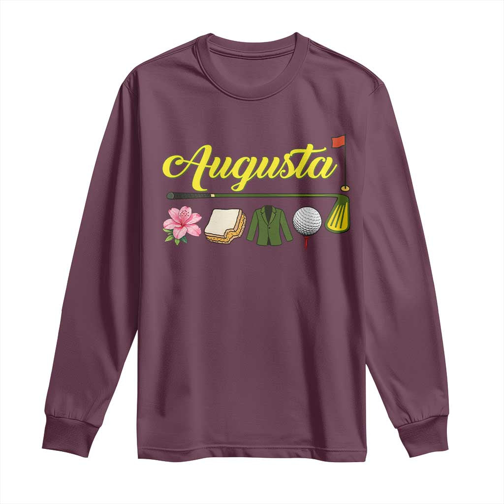 Augusta Georgia Golf Traditions Vintage Long Sleeve Shirt Pimento Cheese Southern Golfing Fan TS10 Maroon Print Your Wear