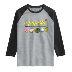 Augusta Georgia Golf Traditions Vintage Raglan Shirt Pimento Cheese Southern Golfing Fan TS10 Heather Gray Black Print Your Wear