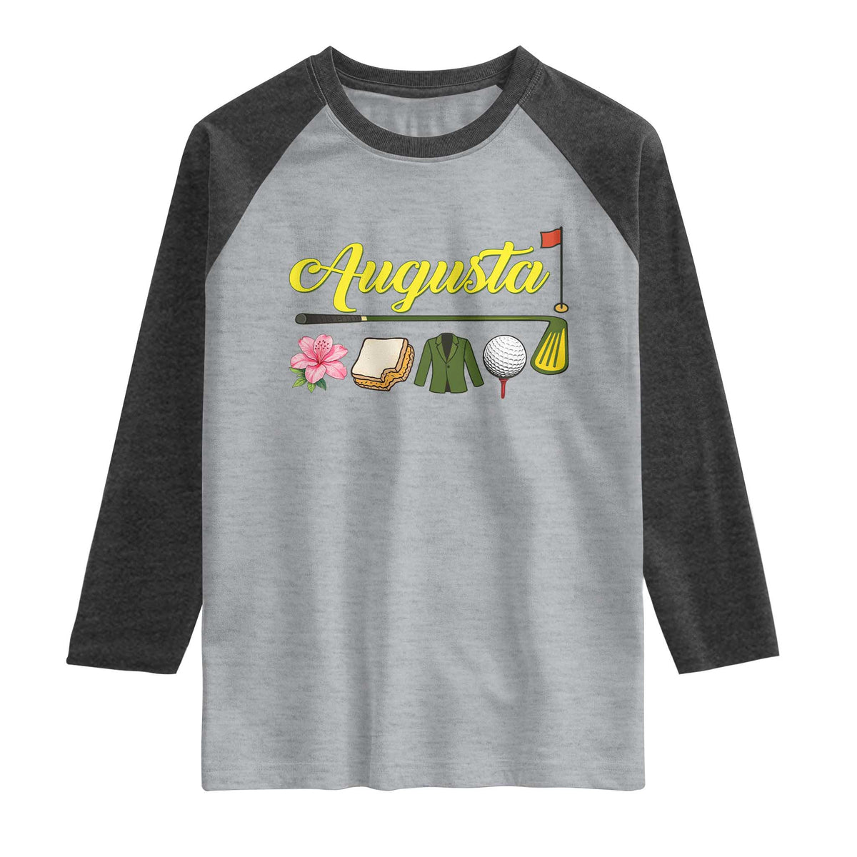 Augusta Georgia Golf Traditions Vintage Raglan Shirt Pimento Cheese Southern Golfing Fan TS10 Heather Gray Heather Charcoal Print Your Wear