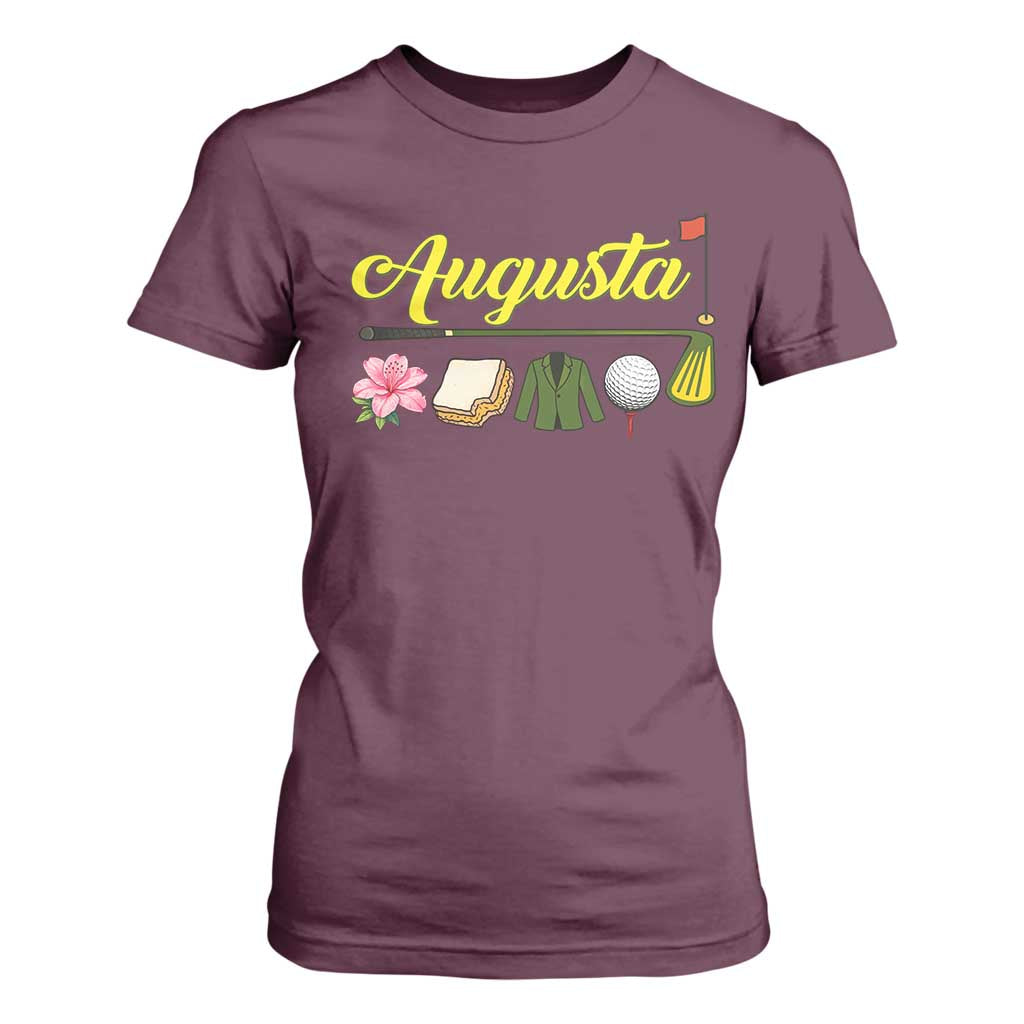 Augusta Georgia Golf Traditions Vintage T Shirt For Women Pimento Cheese Southern Golfing Fan TS10 Maroon Print Your Wear