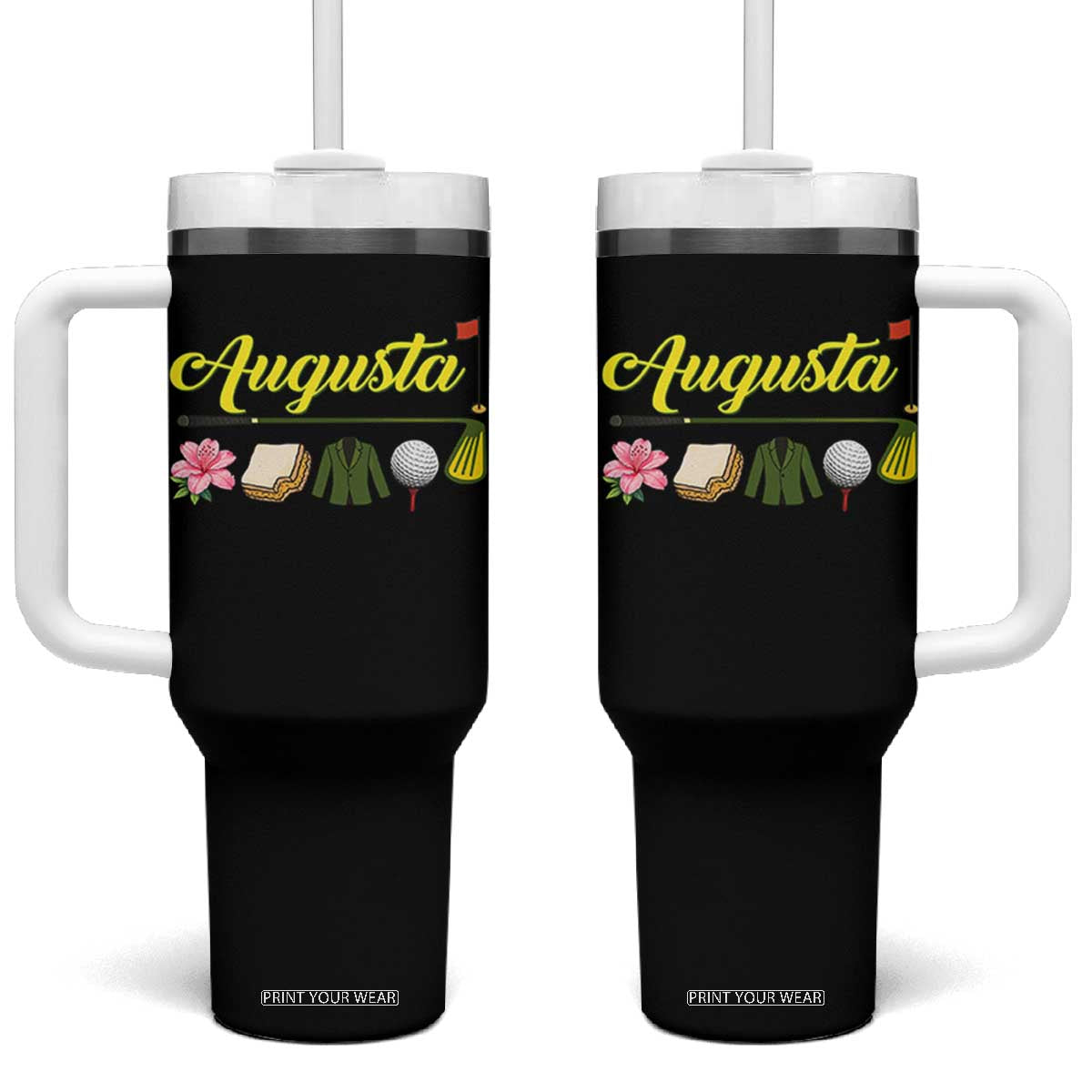 Augusta Georgia Golf Traditions Vintage Tumbler With Handle Pimento Cheese Southern Golfing Fan TS10 One Size: 40 oz Black Print Your Wear