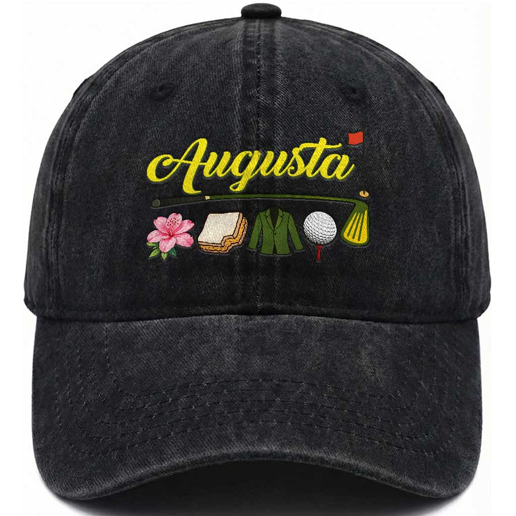 Augusta Georgia Golf Traditions Vintage Washed Cotton Baseball Cap Pimento Cheese Southern Golfing Fan TS10 Print Your Wear