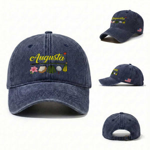 Augusta Georgia Golf Traditions Vintage Washed Cotton Baseball Cap Pimento Cheese Southern Golfing Fan TS10 Washed Cap Universal Fit Navy Print Your Wear