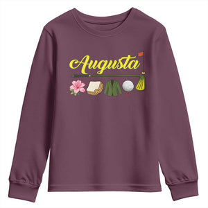 Augusta Georgia Golf Traditions Vintage Youth Sweatshirt Pimento Cheese Southern Golfing Fan TS10 Maroon Print Your Wear