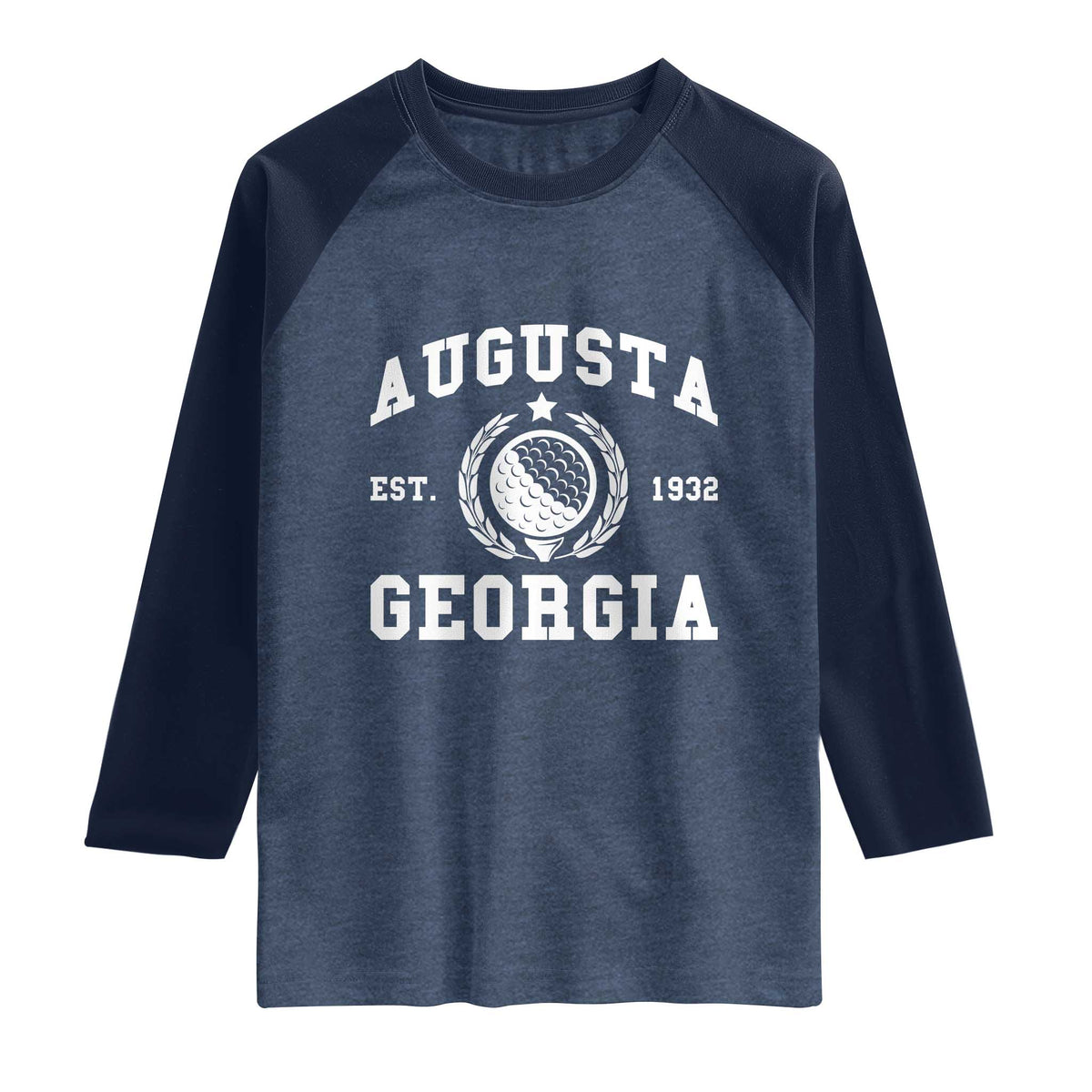 Generic Augusta Georgia Raglan Shirt Vintage Style Golf Pullover Golf Lover Gift TS10 Heather Denim Navy Print Your Wear