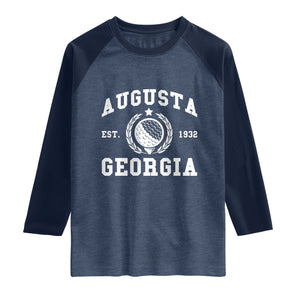 Generic Augusta Georgia Raglan Shirt Vintage Style Golf Pullover Golf Lover Gift TS10 Heather Denim Navy Print Your Wear