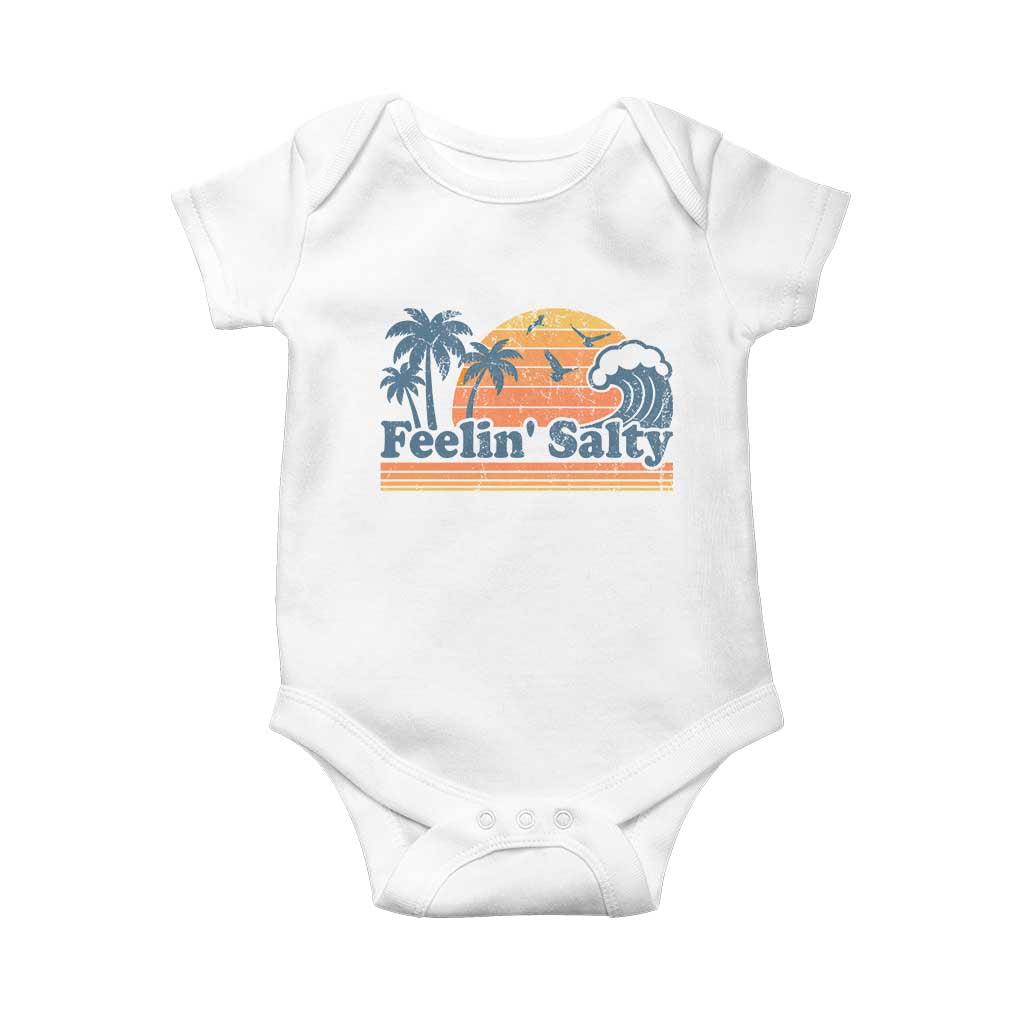 Funny Feelin Salty Baby Onesie Retro Beach Summer Vacation TS10 White Print Your Wear