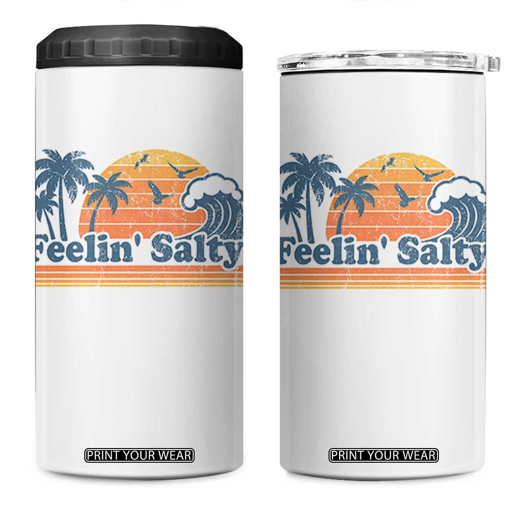 Funny Feelin Salty 4 in 1 Can Cooler Tumbler Retro Beach Summer Vacation TS10 One Size: 16 oz White Print Your Wear