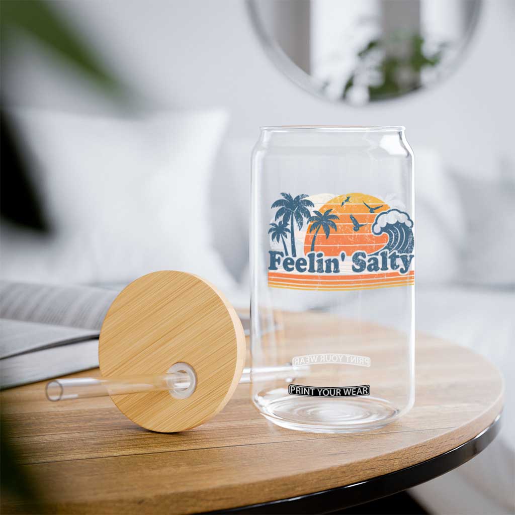 Funny Feelin Salty Glass Can Retro Beach Summer Vacation TS10 Print Your Wear