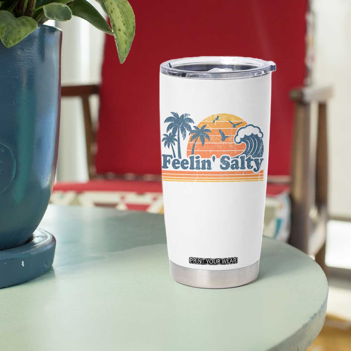 Funny Feelin Salty Tumbler Cup Retro Beach Summer Vacation TS10 Print Your Wear