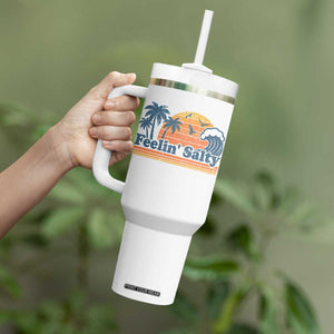Funny Feelin Salty Tumbler With Handle Retro Beach Summer Vacation TS10 Print Your Wear