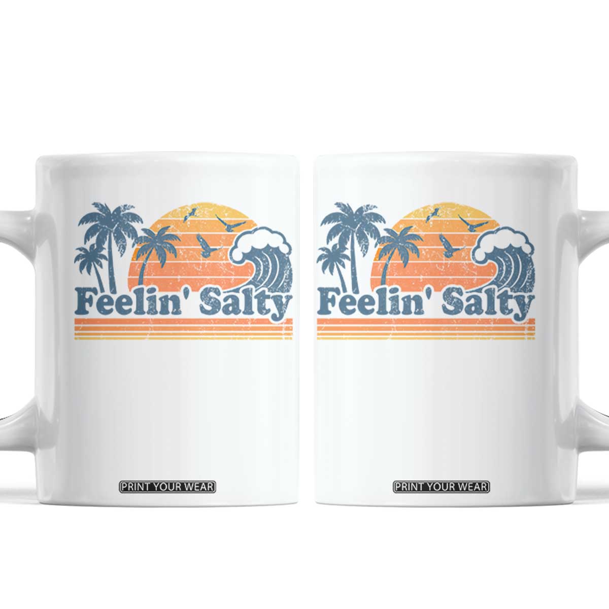 Funny Feelin Salty Coffee Mug Retro Beach Summer Vacation TS10 White Print Your Wear