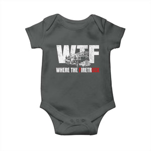 Funny Firefighter Baby Onesie WTF What The Firetruck Fireman Gift TS10 Dark Heather Print Your Wear