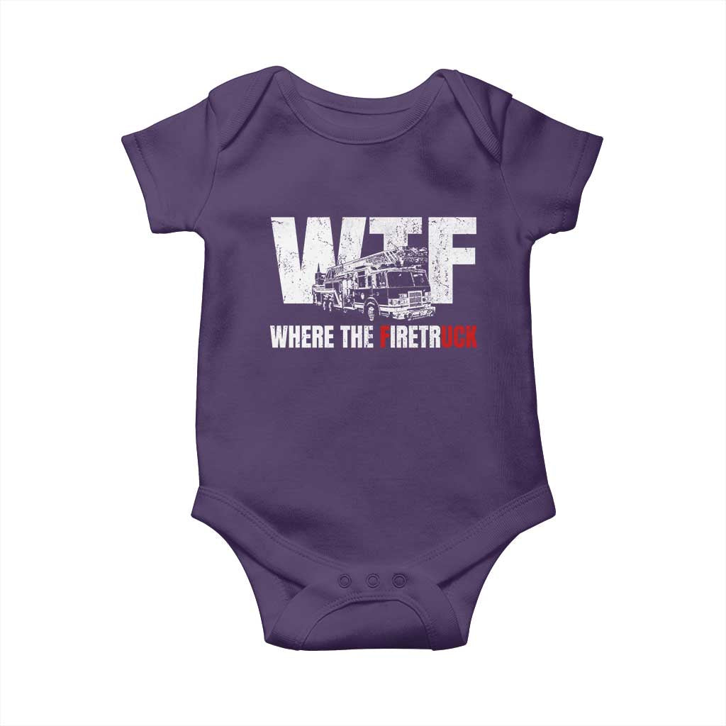 Funny Firefighter Baby Onesie WTF What The Firetruck Fireman Gift TS10 Purple Print Your Wear