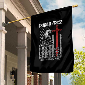 Isaiah 43 2 Firefighter Garden Flag Fireman Prayer Cross Bible Verse American Flag TS10 Print Your Wear