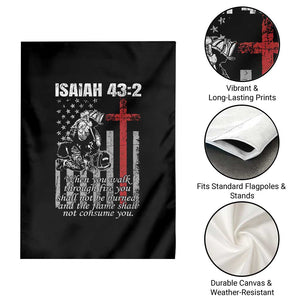 Isaiah 43 2 Firefighter Garden Flag Fireman Prayer Cross Bible Verse American Flag TS10 Print Your Wear