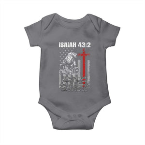 Isaiah 43 2 Firefighter Baby Onesie Fireman Prayer Cross Bible Verse American Flag TS10 Charcoal Print Your Wear