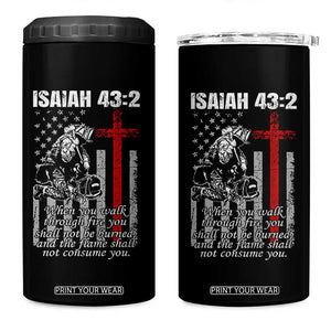 Isaiah 43 2 Firefighter 4 in 1 Can Cooler Tumbler Fireman Prayer Cross Bible Verse American Flag TS10 One Size: 16 oz Black Print Your Wear