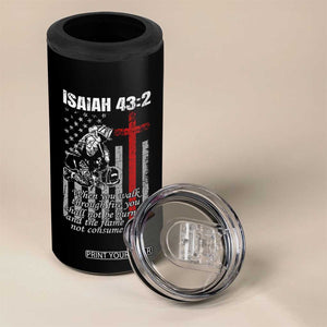 Isaiah 43 2 Firefighter 4 in 1 Can Cooler Tumbler Fireman Prayer Cross Bible Verse American Flag TS10 Print Your Wear