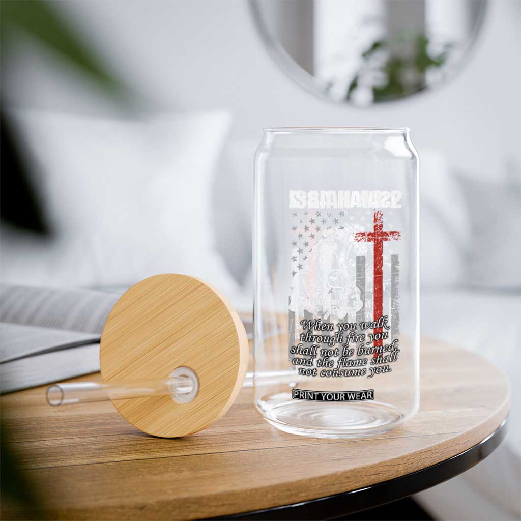 Isaiah 43 2 Firefighter Glass Can Fireman Prayer Cross Bible Verse American Flag TS10 Print Your Wear