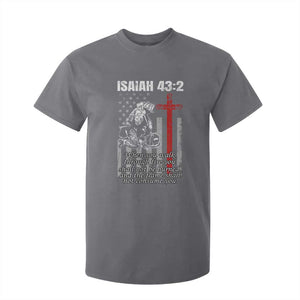 Isaiah 43 2 Firefighter T Shirt For Kid Fireman Prayer Cross Bible Verse American Flag TS10 Charcoal Print Your Wear