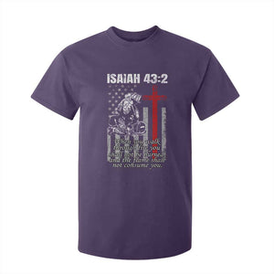 Isaiah 43 2 Firefighter T Shirt For Kid Fireman Prayer Cross Bible Verse American Flag TS10 Purple Print Your Wear