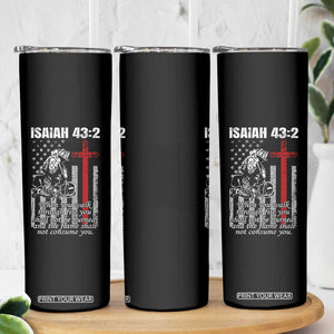 Isaiah 43 2 Firefighter Skinny Tumbler Fireman Prayer Cross Bible Verse American Flag TS10 Print Your Wear