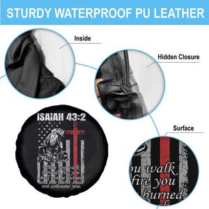 Isaiah 43 2 Firefighter Spare Tire Cover Fireman Prayer Cross Bible Verse American Flag TS10 Print Your Wear