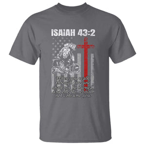 Isaiah 43 2 Firefighter T Shirt Fireman Prayer Cross Bible Verse American Flag TS10 Charcoal Print Your Wear