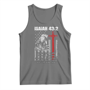 Isaiah 43 2 Firefighter Tank Top Fireman Prayer Cross Bible Verse American Flag TS10 Black Heather Print Your Wear