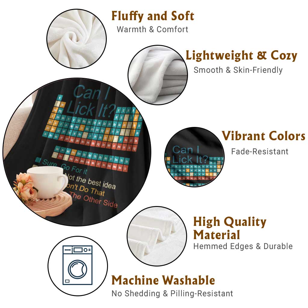 Can I Lick It Periodic Table Throw Blanket Funny Chemistry Science Teacher Student TS10 Print Your Wear