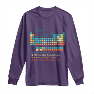 Can I Lick It Periodic Table Long Sleeve Shirt Funny Chemistry Science Teacher Student TS10 Purple Print Your Wear
