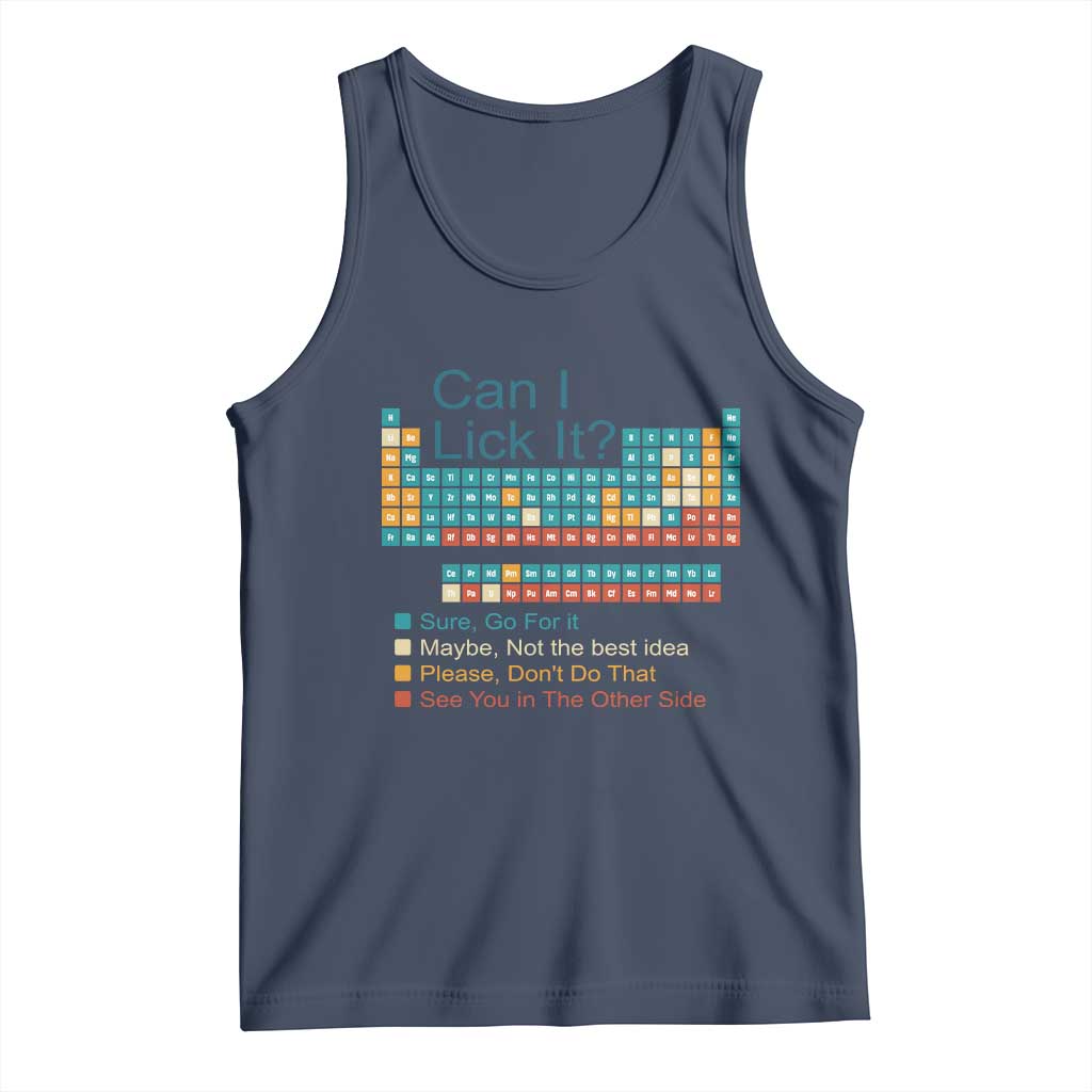 Can I Lick It Periodic Table Tank Top Funny Chemistry Science Teacher Student TS10 Navy Print Your Wear