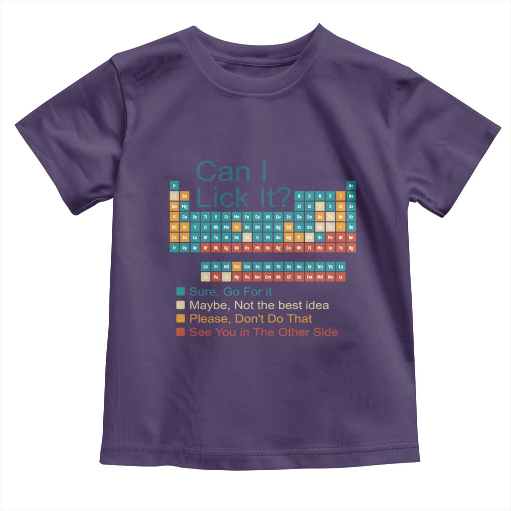 Can I Lick It Periodic Table Toddler T Shirt Funny Chemistry Science Teacher Student TS10 Purple Print Your Wear