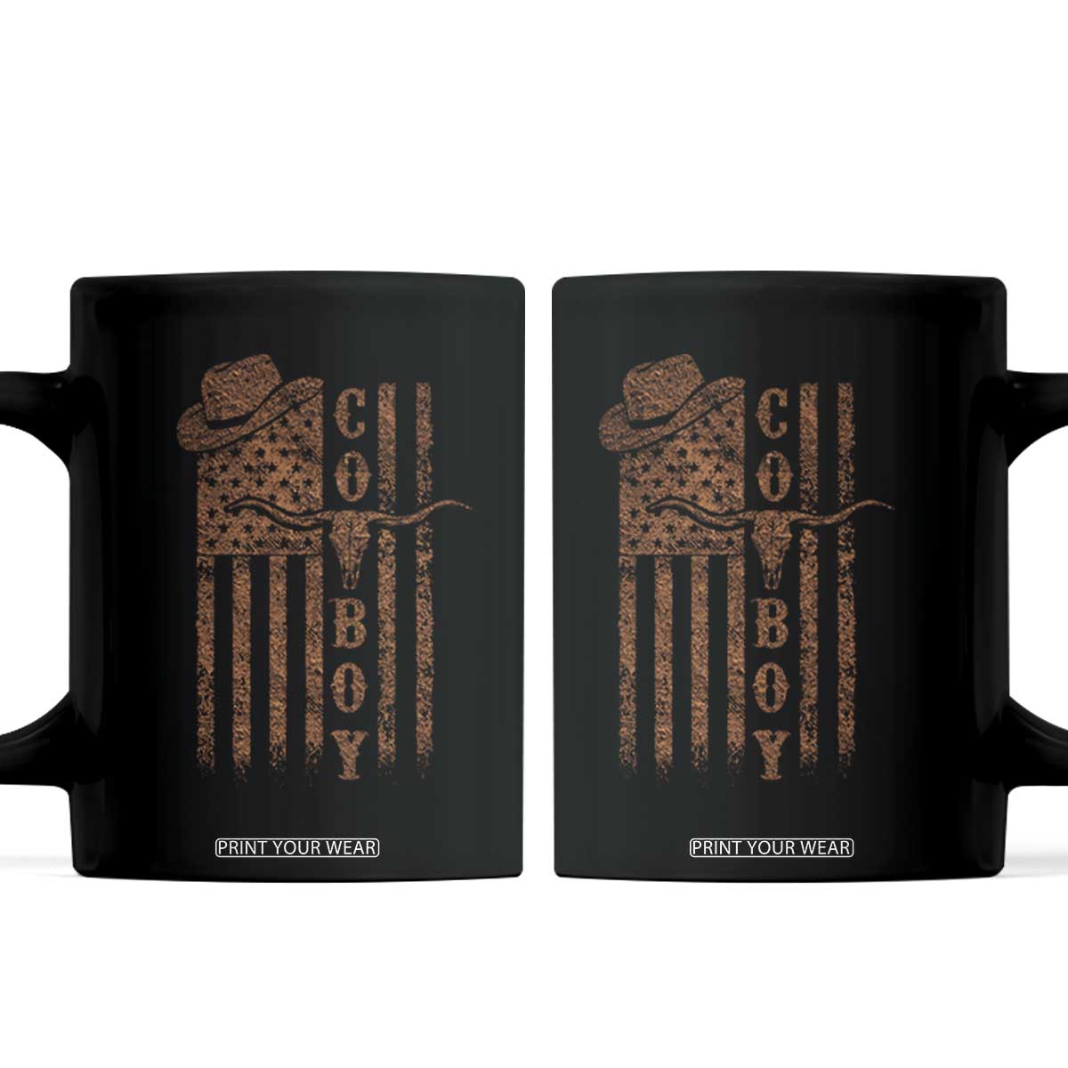 Retro Cowboy Coffee Mug USA Flag Texas Western Country Rodeo Southern