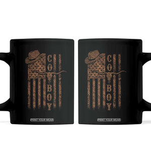 Retro Cowboy Coffee Mug USA Flag Texas Western Country Rodeo Southern