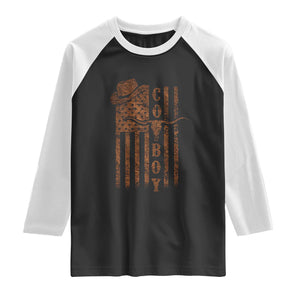 Retro Cowboy Raglan Shirt USA Flag Texas Western Country Rodeo Southern
