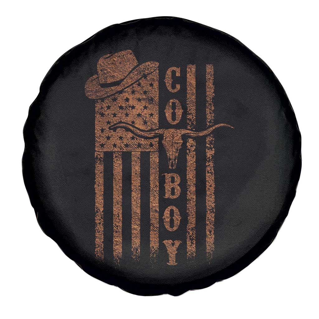 Retro Cowboy Spare Tire Cover USA Flag Texas Western Country Rodeo Southern