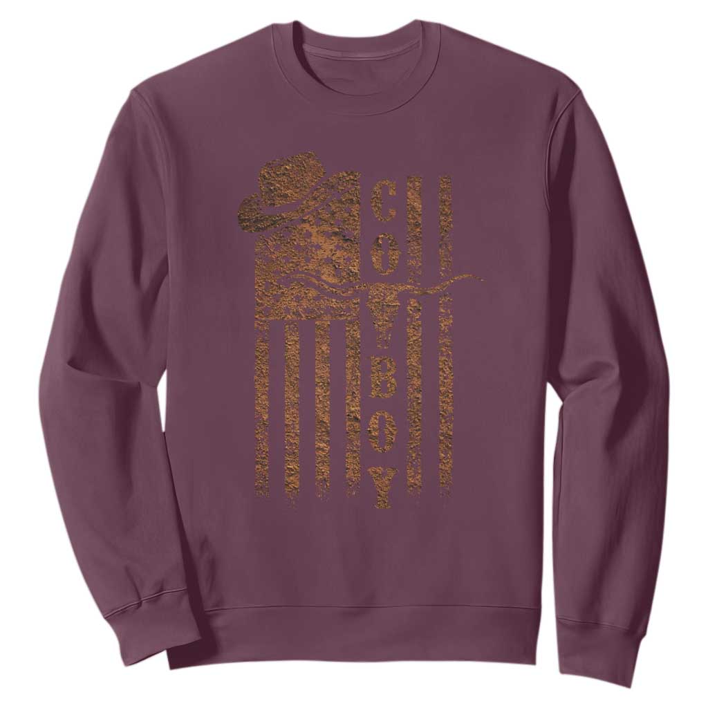 Retro Cowboy Sweatshirt USA Flag Texas Western Country Rodeo Southern