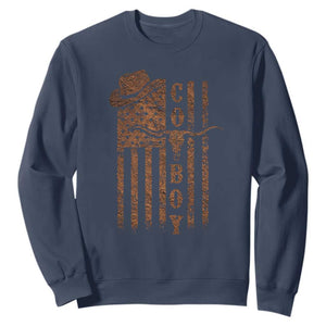 Retro Cowboy Sweatshirt USA Flag Texas Western Country Rodeo Southern