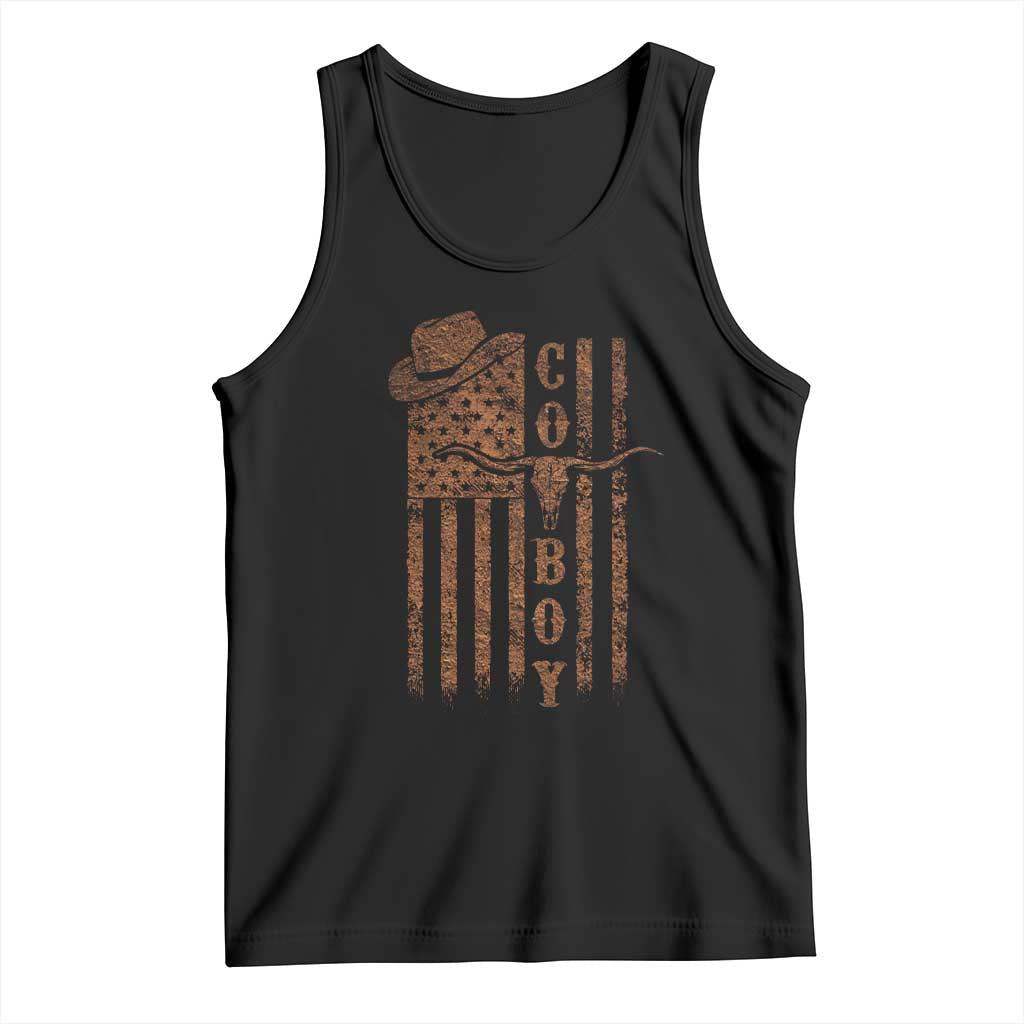 Retro Cowboy Tank Top USA Flag Texas Western Country Rodeo Southern