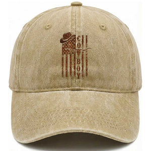 Retro Cowboy Washed Cotton Baseball Cap USA Flag Texas Western Country Rodeo Southern